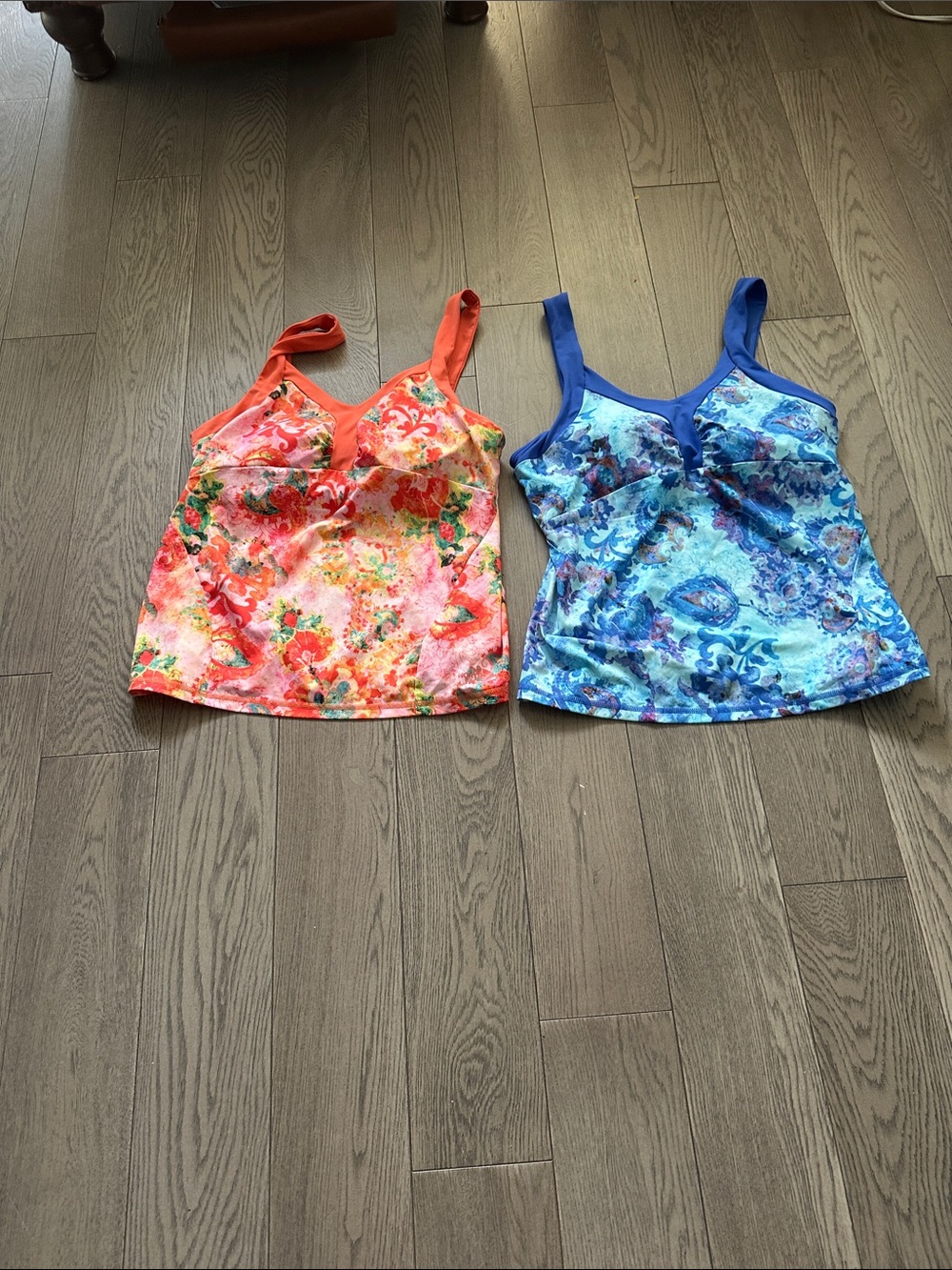 The North Face Kids Floral One-Piece Swim Tops - Coral Orange & Ocean Blue